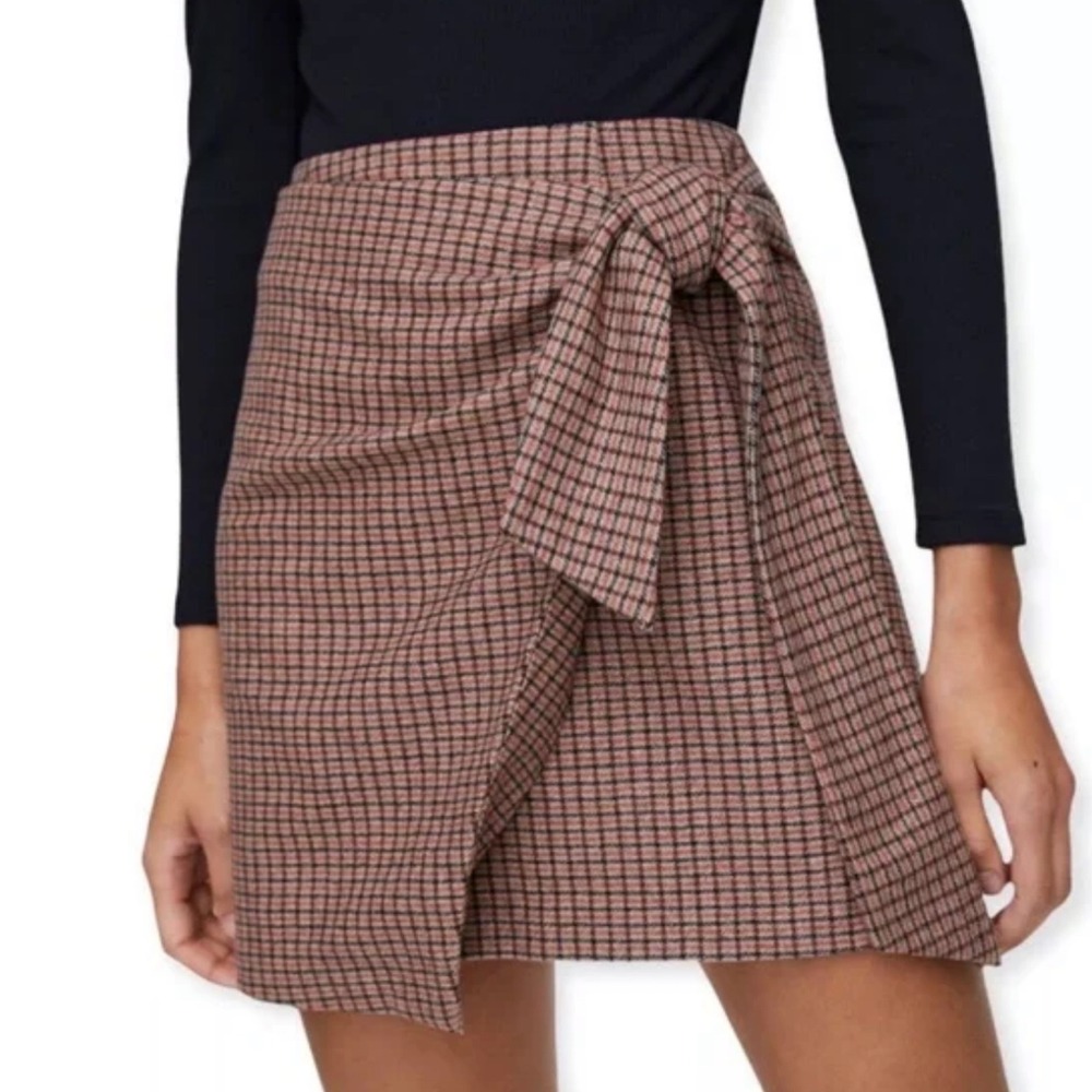 Aritzi Wilfred Brown Academia Plaid Mini Skirt Womens Sz 0 Dorine Cashmere Wool